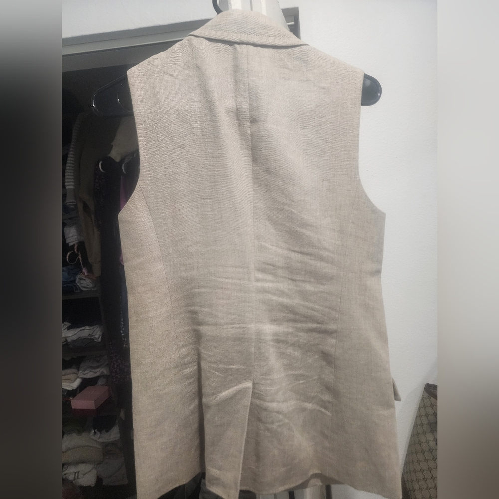 Michael Kors Tan Sleeveless Linen Vest - Picture 4 of 4